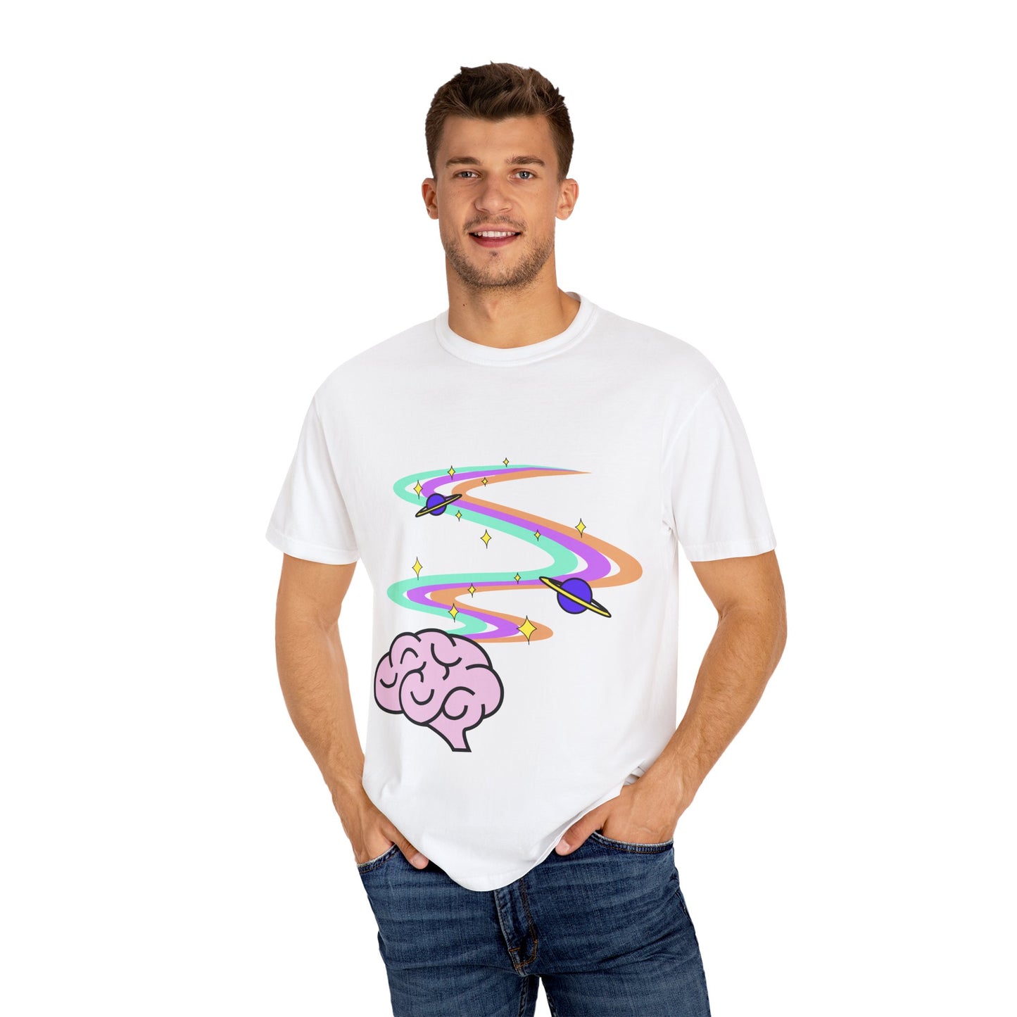 Cosmic Brain Graphic Unisex T-Shirt - Dreamy & Vibrant Design