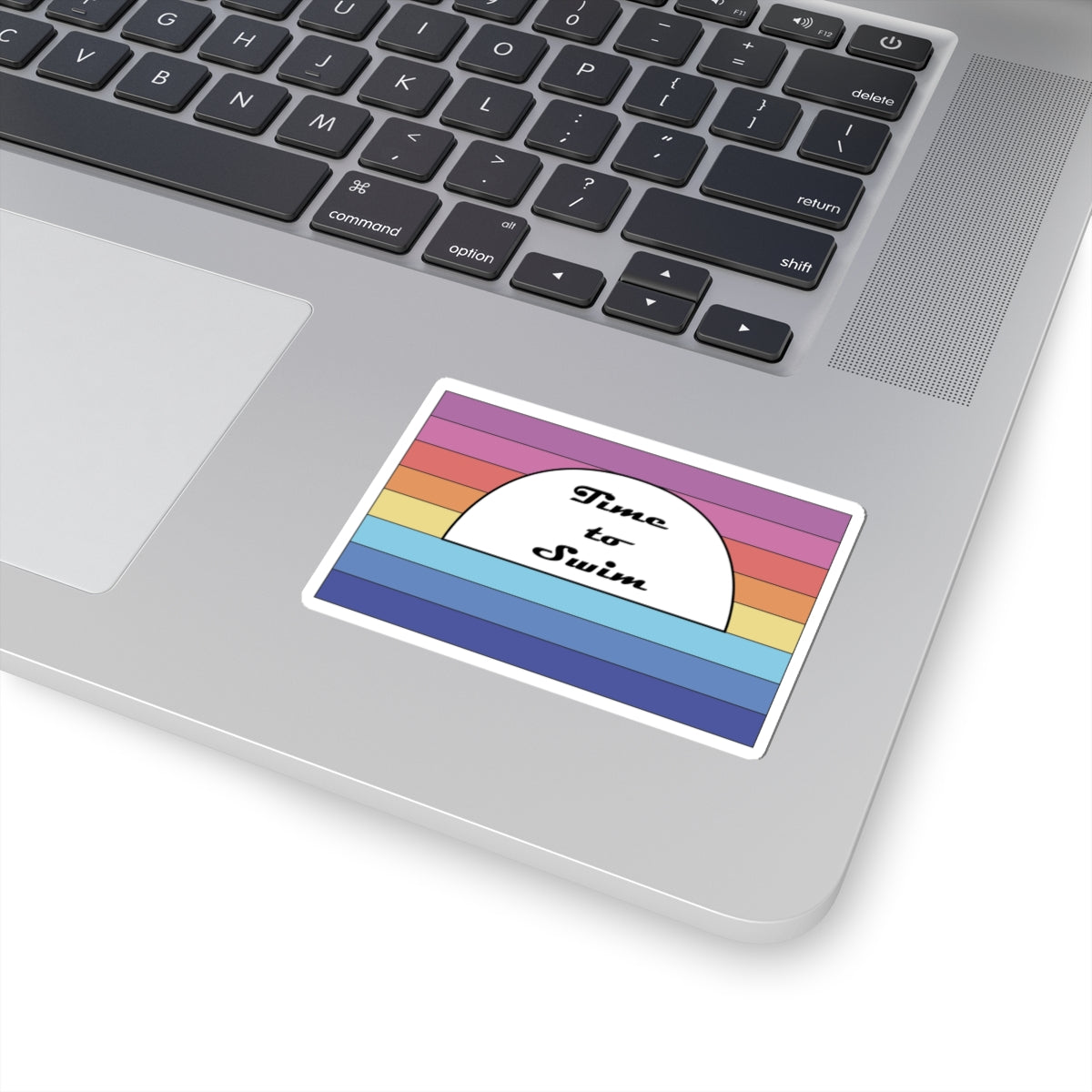 Time to Swim Rainbow Kiss-Cut Stickers – Perfect for Summer Vibes and Laptop Decoration