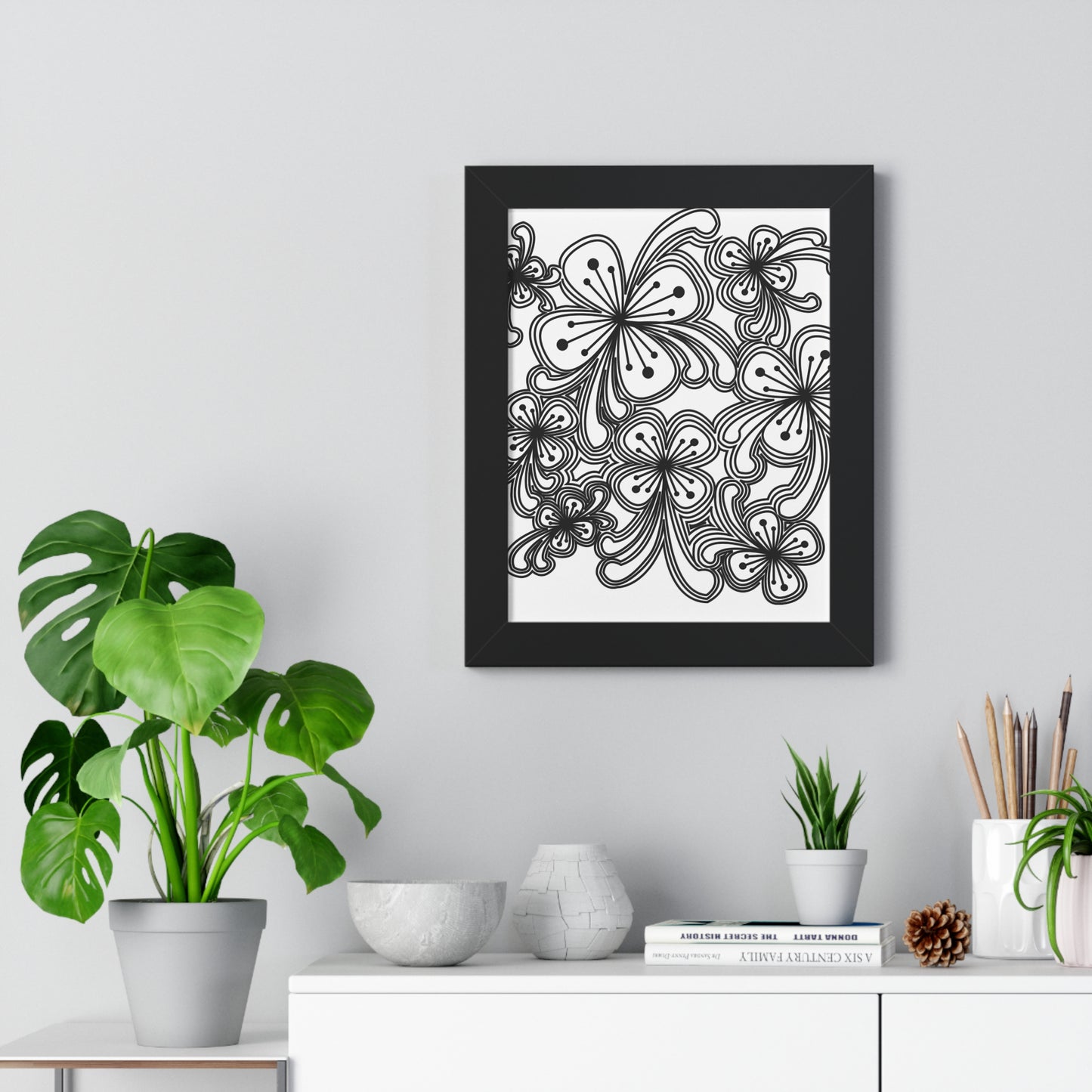 Botanical Wall Art Print, Framed Vertical Poster, Home Decor, Floral Design, Gift for Plant Lovers, Minimalist Artwork