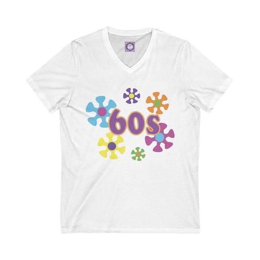 Retro 60s Inspired Unisex V-Neck Tee - Fun Colorful Design
