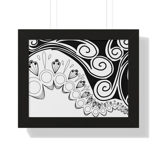 Black & White Swirl Framed Poster, Modern Wall Art, Home Decor, Office Decoration, Abstract Design, Gift for Her, Minimalist Art