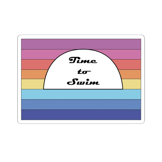 Time to Swim Rainbow Kiss-Cut Stickers – Perfect for Summer Vibes and Laptop Decoration